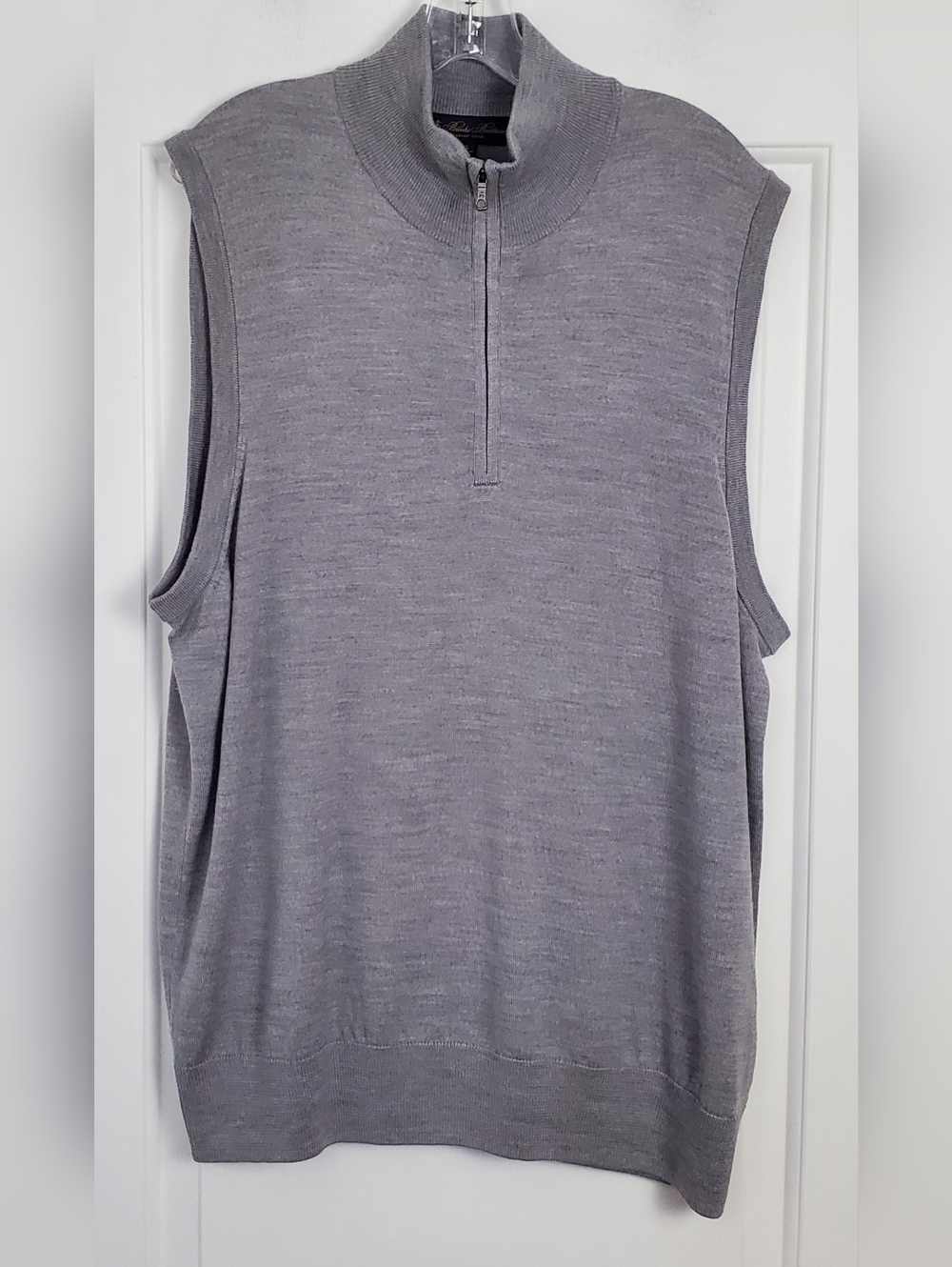 Brooks Brothers Mens Gray Wool 1/4 Zip Sweater Vest Italian Yarn - Size XL - NWT